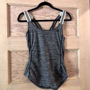 Adidas Heathered Gray Workout Tank w/ open back